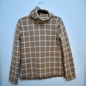 J. Crew Tan and White Turtleneck Sweater